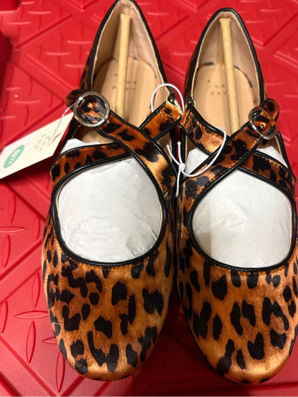 a new day Leopard-Print Mary Jane Flats in Brown and Black